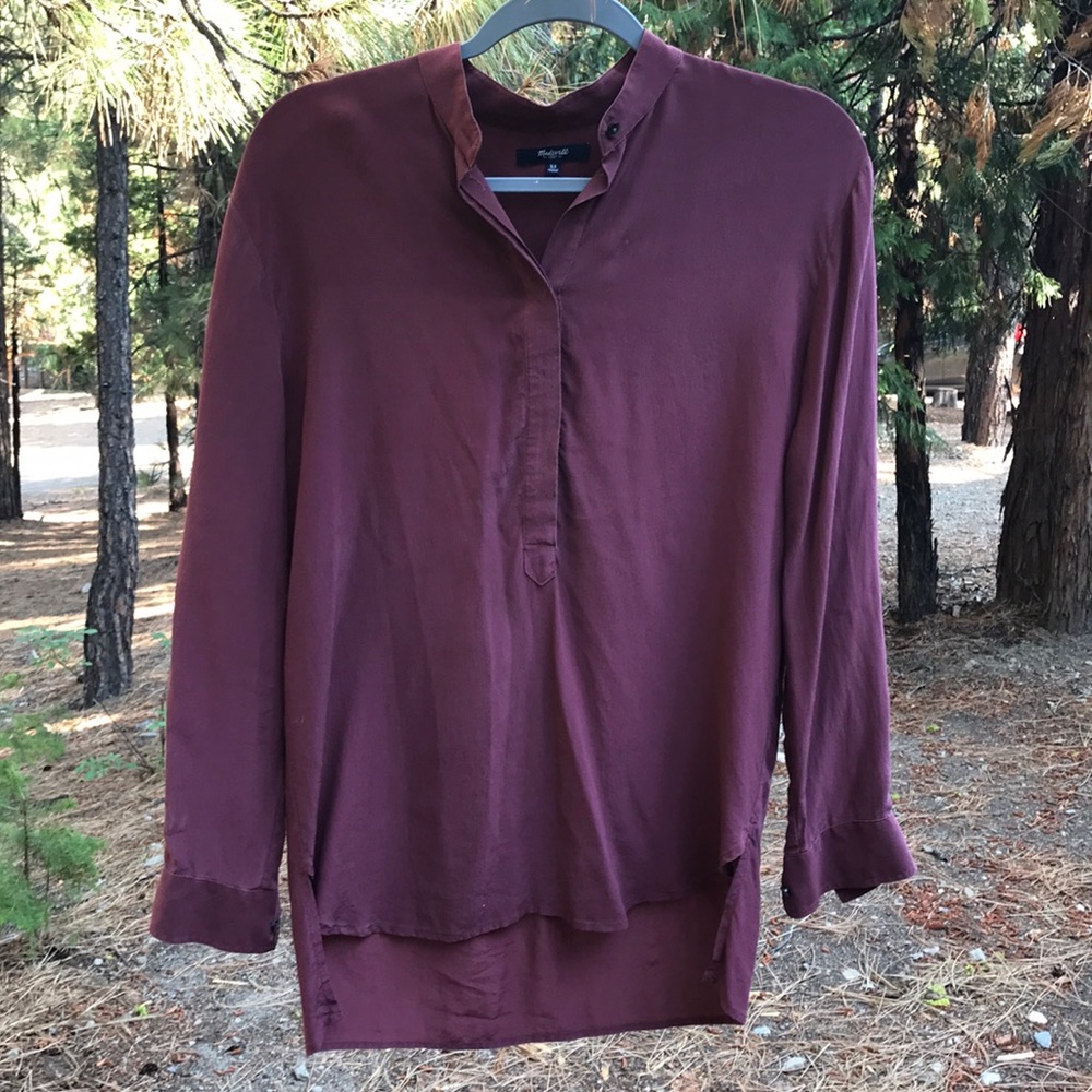 Madewell silk burgundy blouse xs